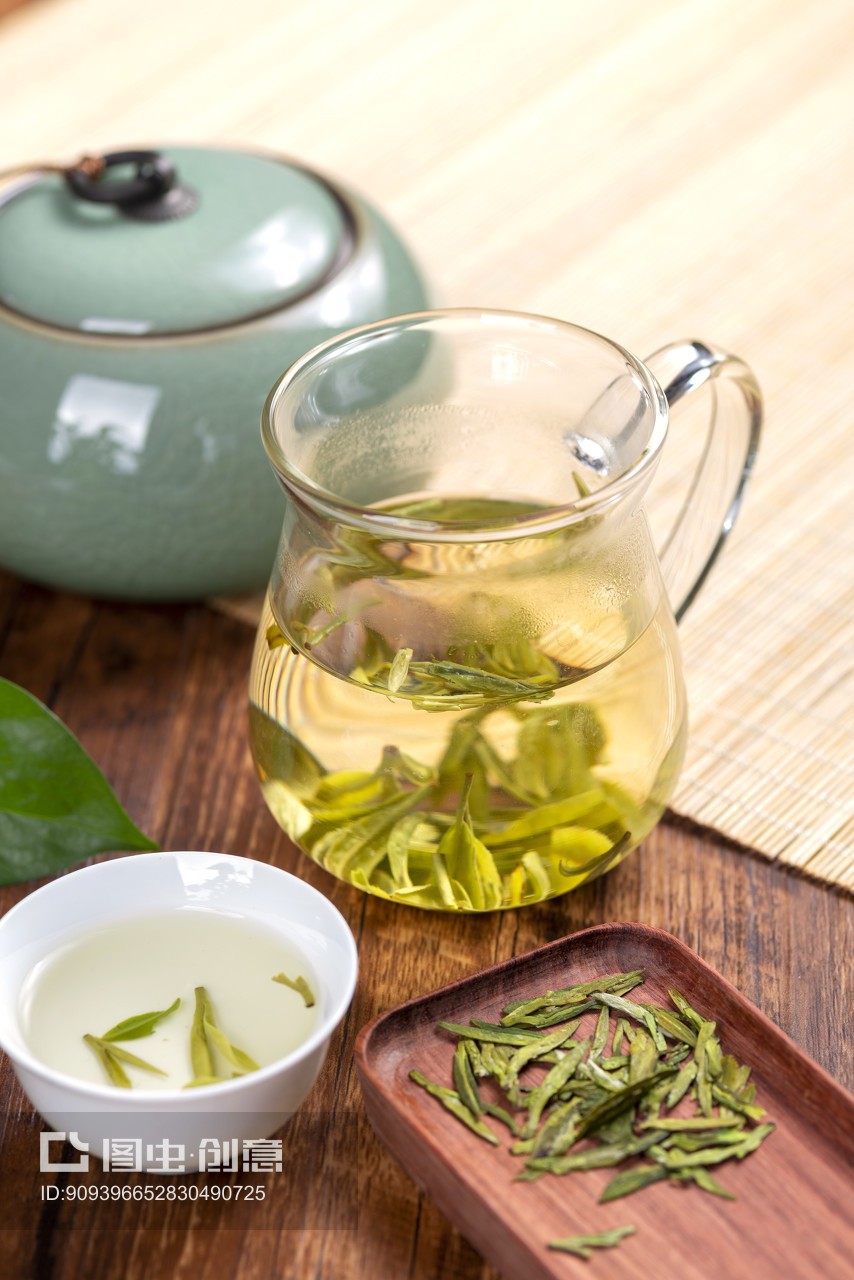 綠茶西湖龍井茶特寫